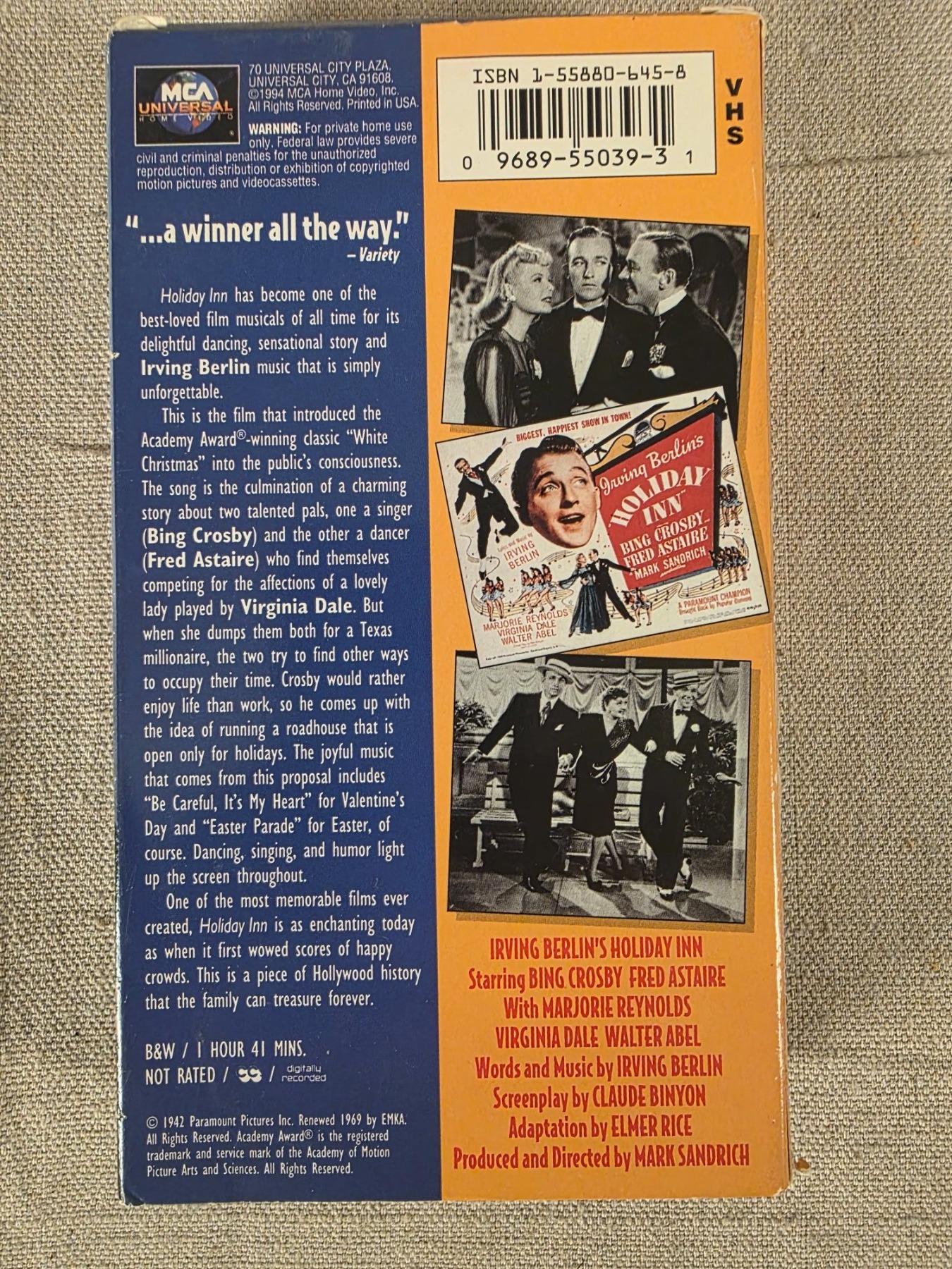 Holiday Inn VHS Movie Bing Crosby Fred Astaire 1942 MCA Universal - Image 2