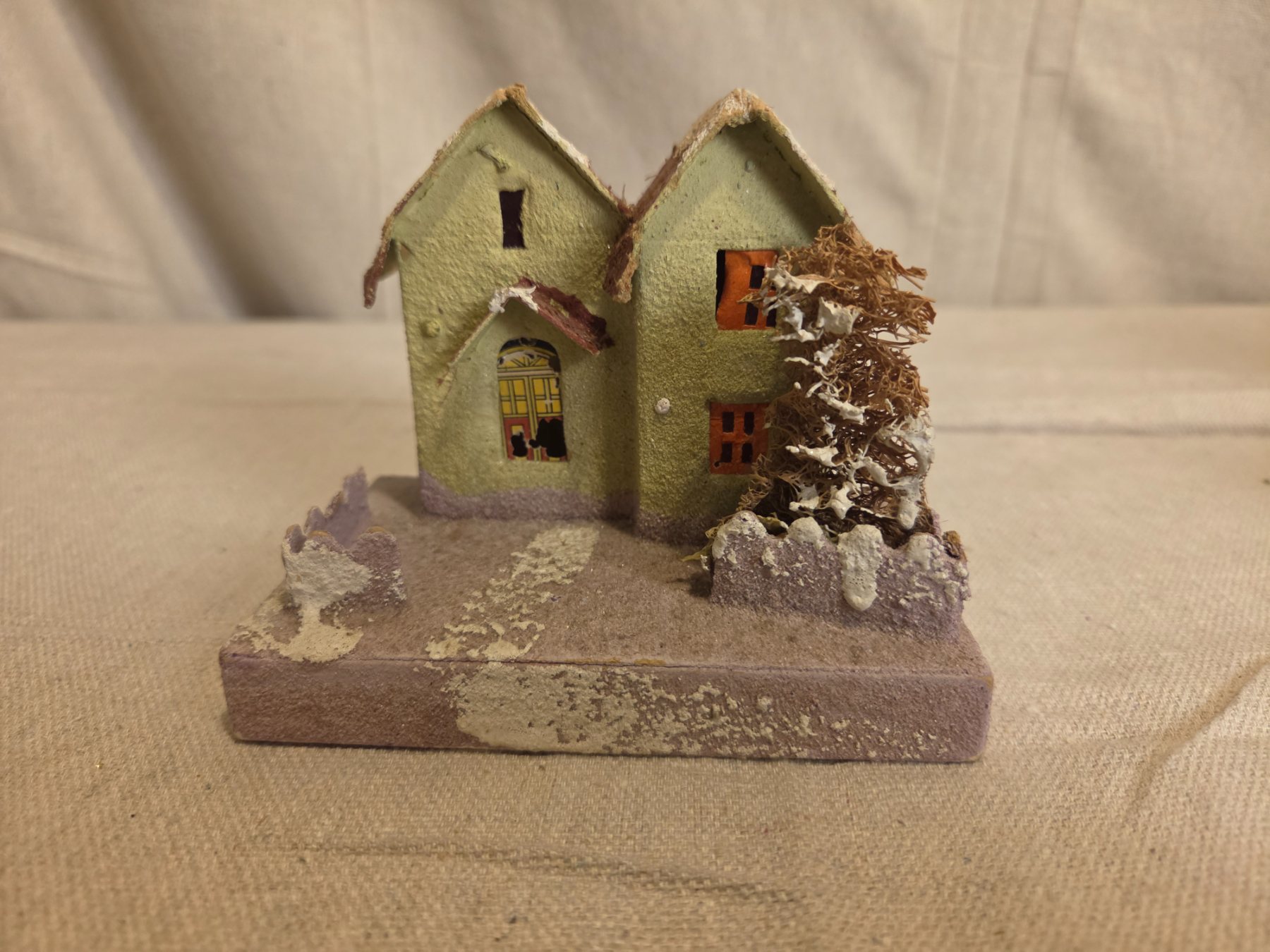Vintage Japanese Putz House Christmas Village Paper Mache Cottage