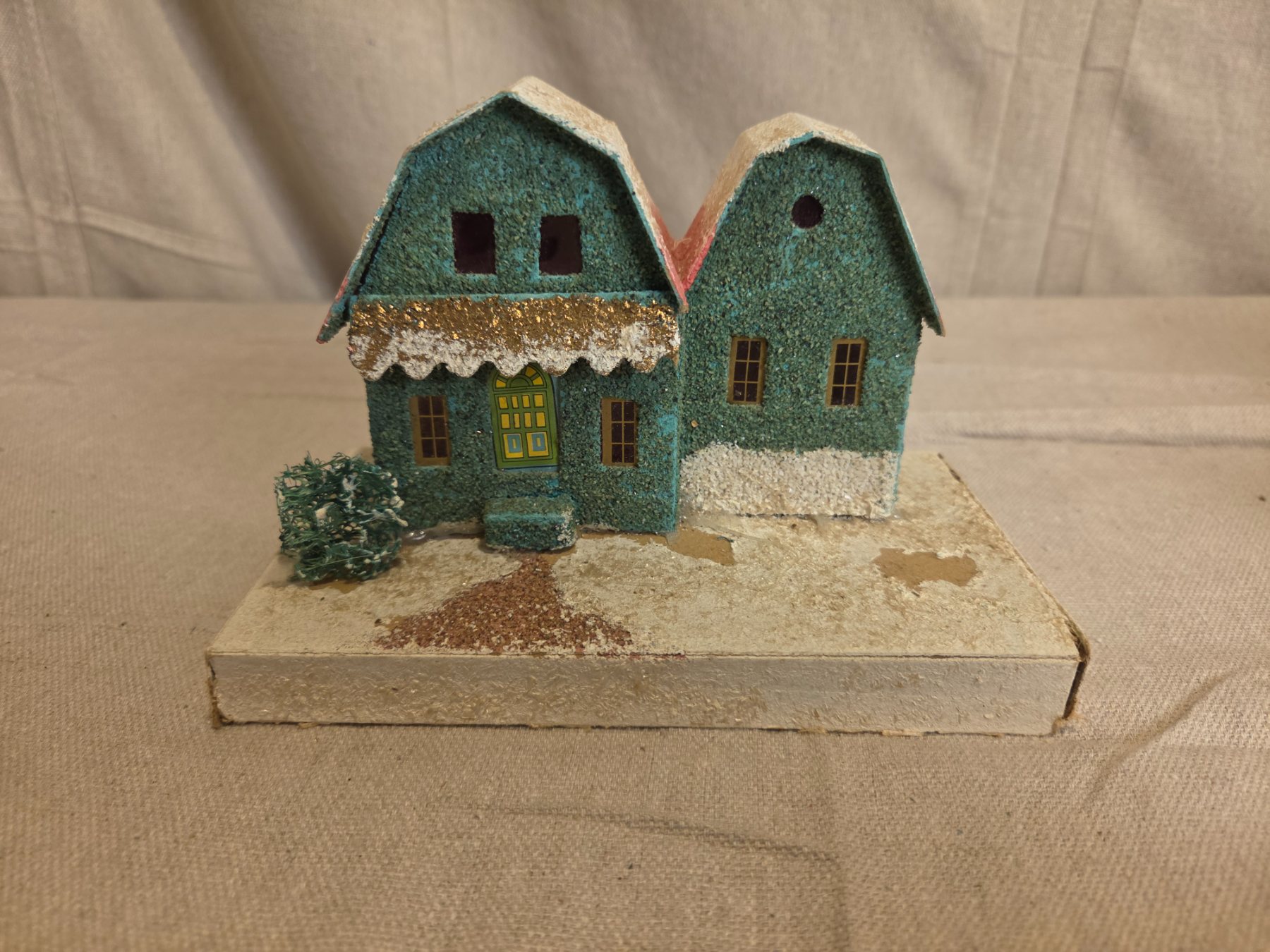 Vintage Japanese Putz House Christmas Village Paper Mache Cottage