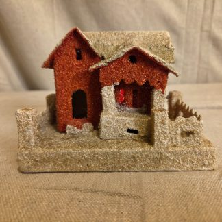 Vintage Christmas Putz House Cardboard Glitter Japan Village Decor