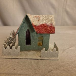 Vintage Christmas Putz House with Mica Glitter Made in Occupied Japan