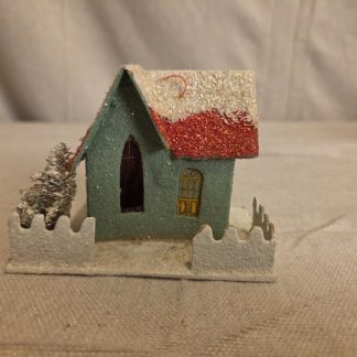 Vintage Christmas Putz House with Mica Glitter Made in Occupied Japan