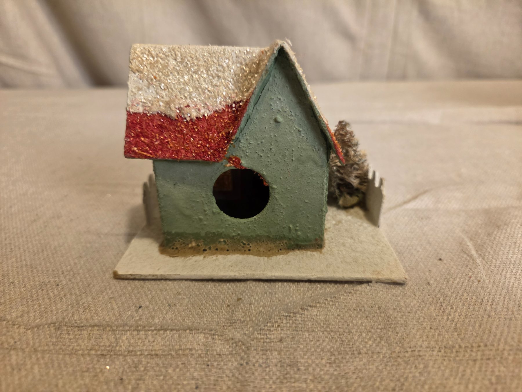 Vintage Christmas Putz House with Mica Glitter Made in Occupied Japan - Image 4