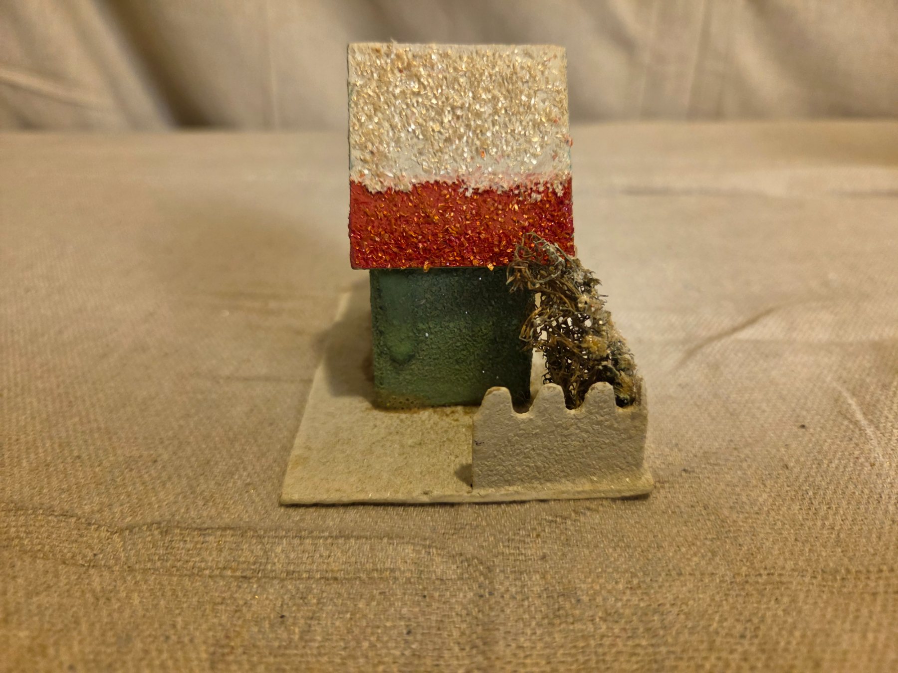 Vintage Christmas Putz House with Mica Glitter Made in Occupied Japan - Image 5