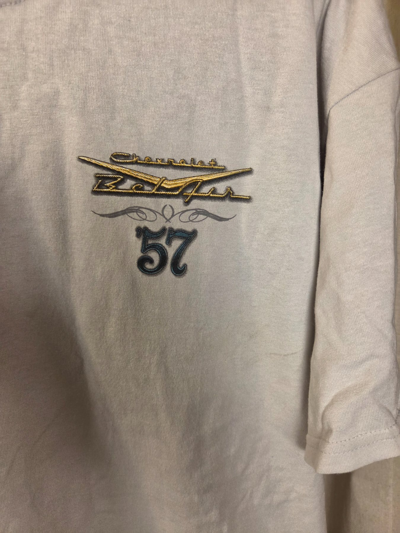 GM Chevrolet Bel Air 57 Classic Original T-Shirt XL White Cotton - Image 2