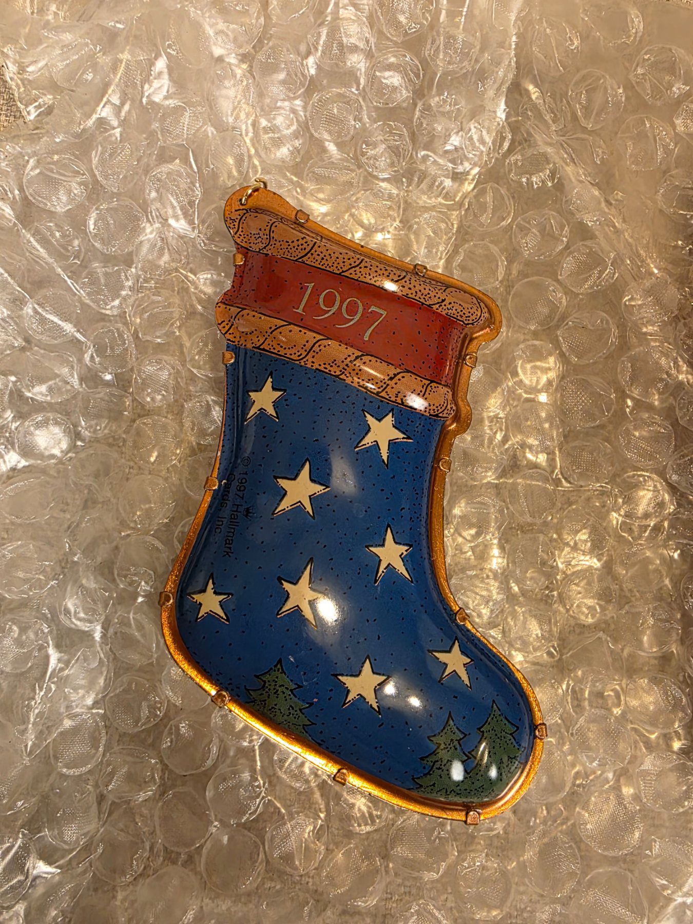 1997 Hallmark Keepsake Christmas Ornament Daughter Pressed Tin Stocking - Image 3