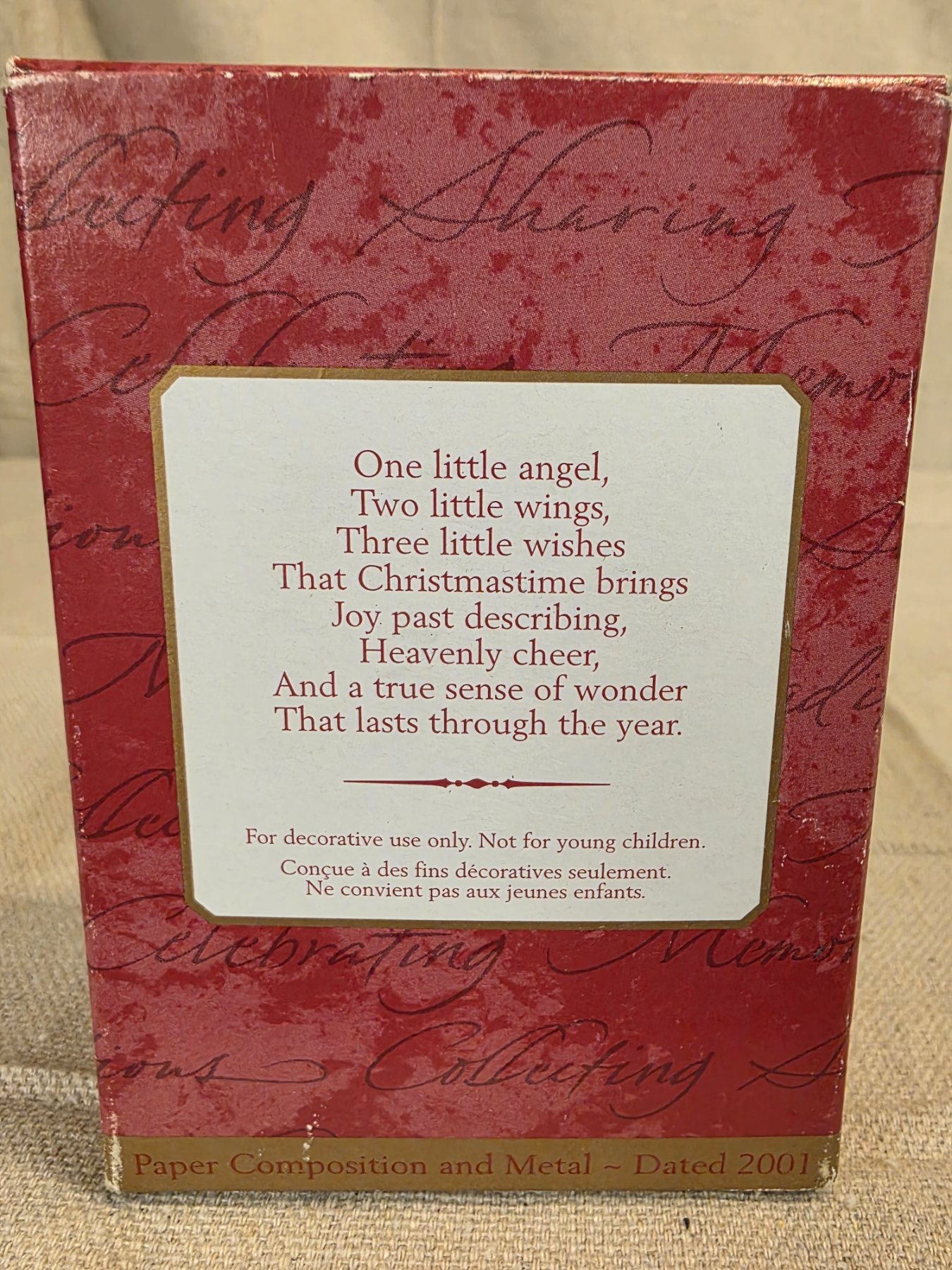 2001 Hallmark Keepsake Ornament One Little Angel Paper Metal Composition - Image 2
