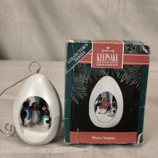 Hallmark Keepsake Ornament Winter Surprise 1991 Penguins in Egg Vintage