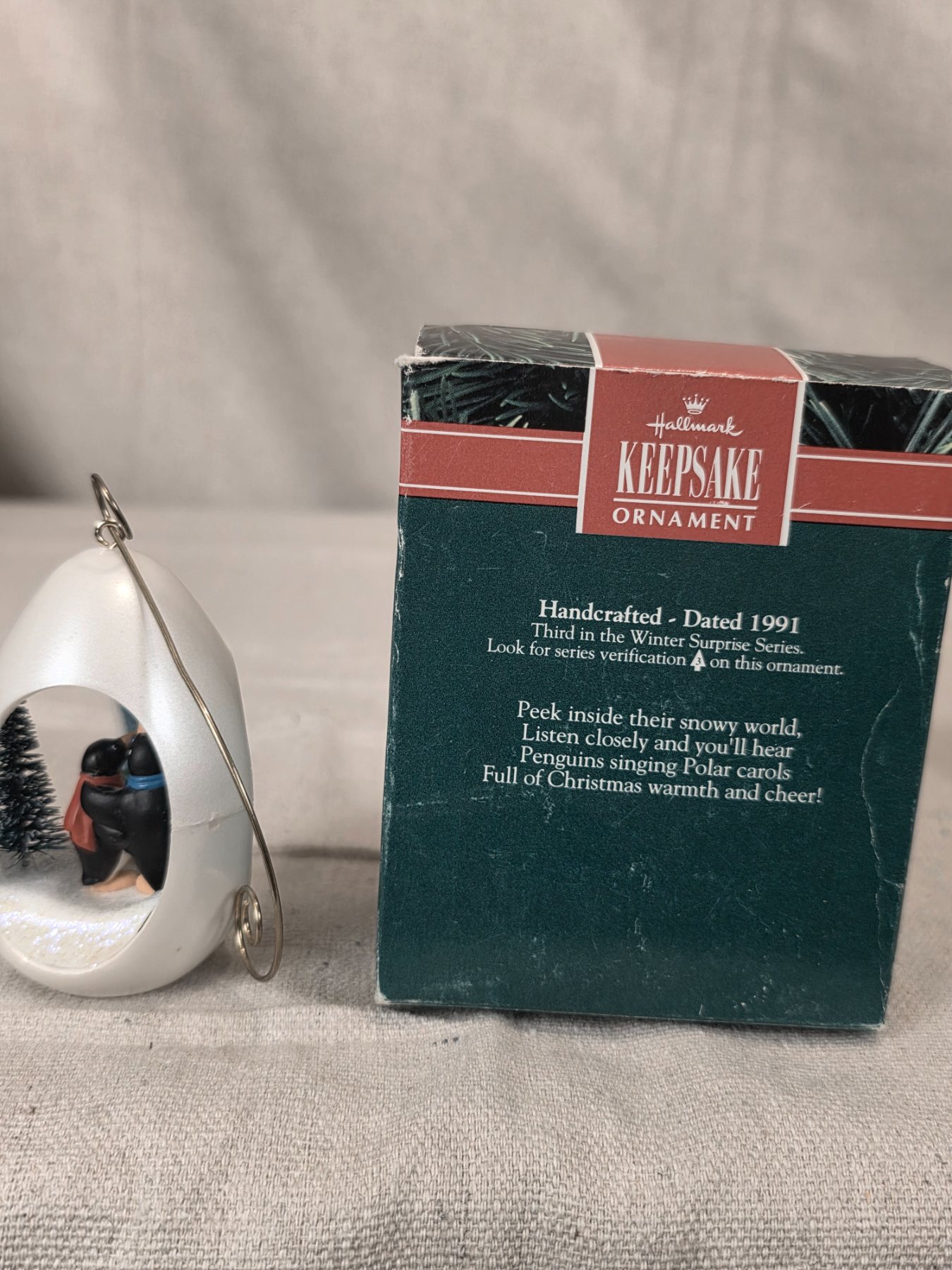 Hallmark Keepsake Ornament Winter Surprise 1991 Penguins in Egg Vintage - Image 3