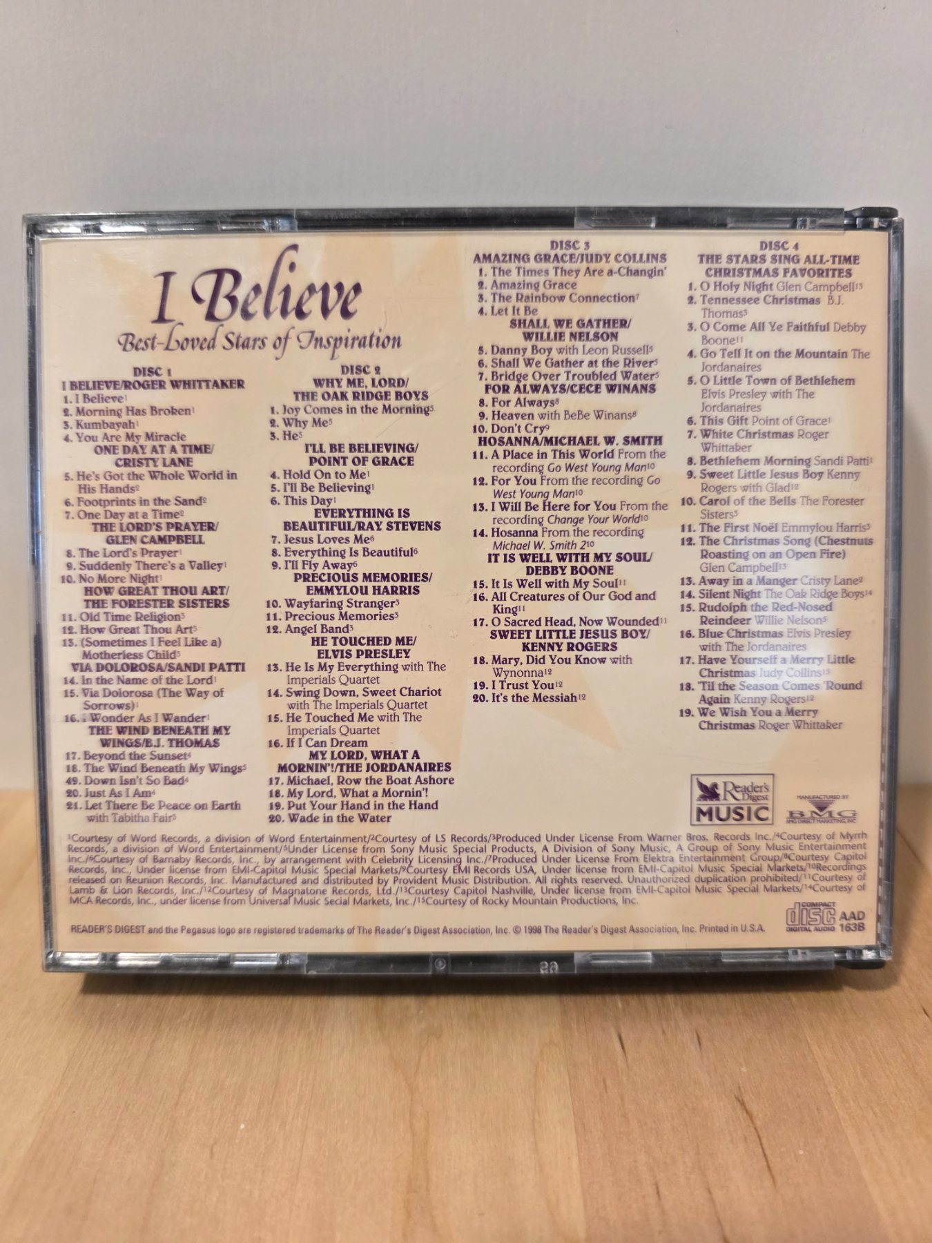 Reader's Digest Music I Believe Best-Loved Stars of Inspiration 4 CD Set - Image 2
