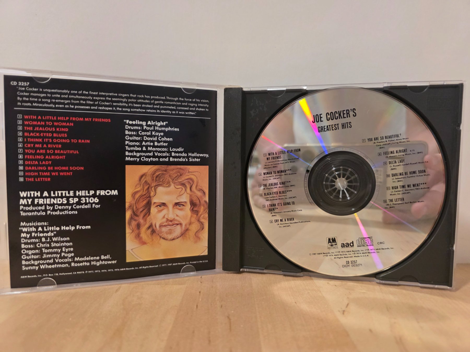 Joe Cocker's Greatest Hits CD 1987 A&M Records Rock Album - Image 3
