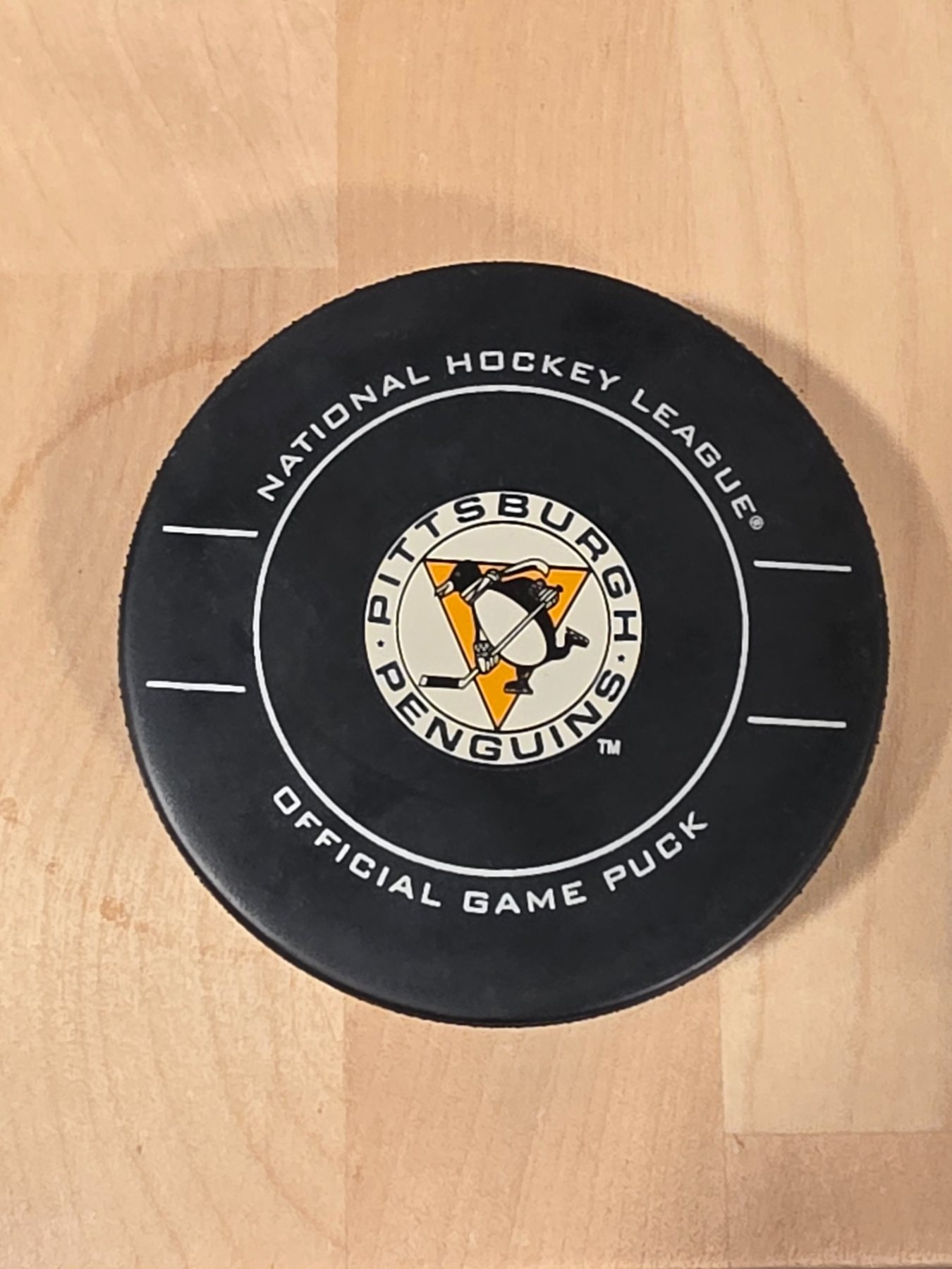 2012-13 Pittsburgh Penguins 3rd Jersey Hockey Puck Sher-Wood Rondelle NHL Rare