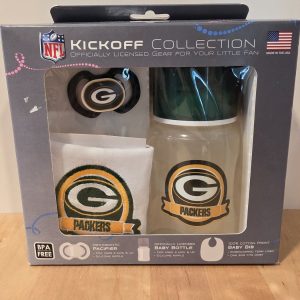 NFL Green Bay Packers Kickoff Collection 3pc Baby Gift Set Bottle Bib Pacifier