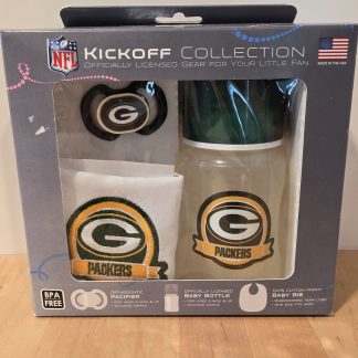 NFL Green Bay Packers Kickoff Collection 3pc Baby Gift Set Bottle Bib Pacifier