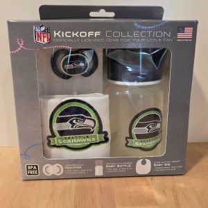 NFL Seattle Seahawks Kickoff Collection 3 Piece Baby Gift Set Bottle Pacifier Bi