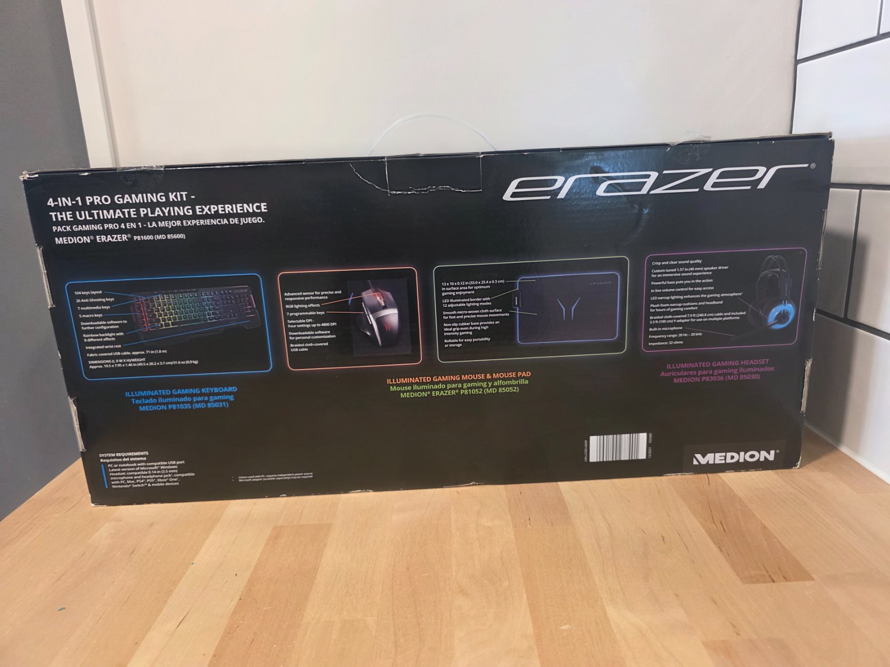 Medion Erazer 4-in-1 Pro Gaming Kit RGB Keyboard Mouse Headset Pad - Image 2