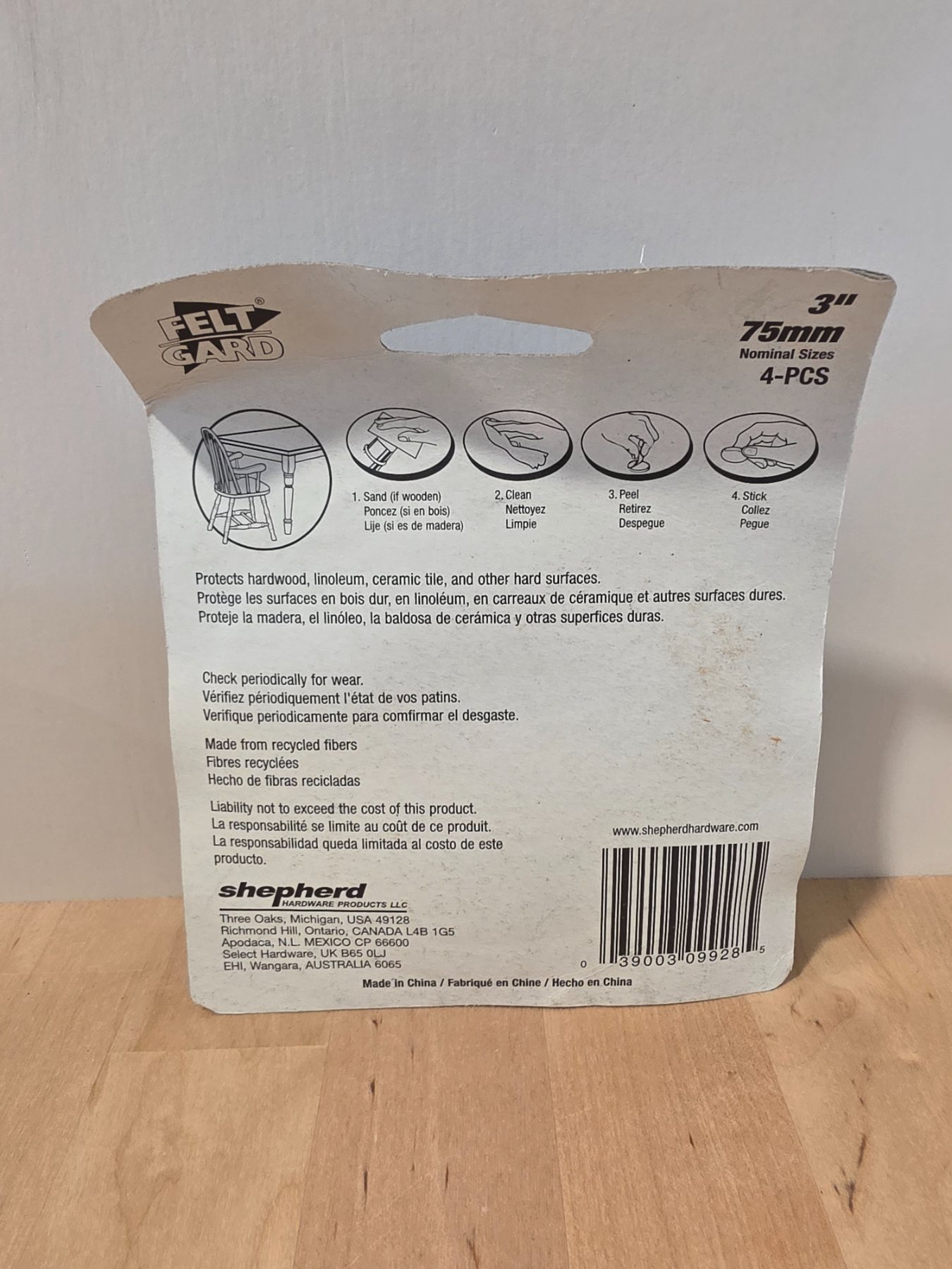 Shepherd Hardware Felt Gard 3" Heavy Duty Felt Pads 4-Pack - Image 2