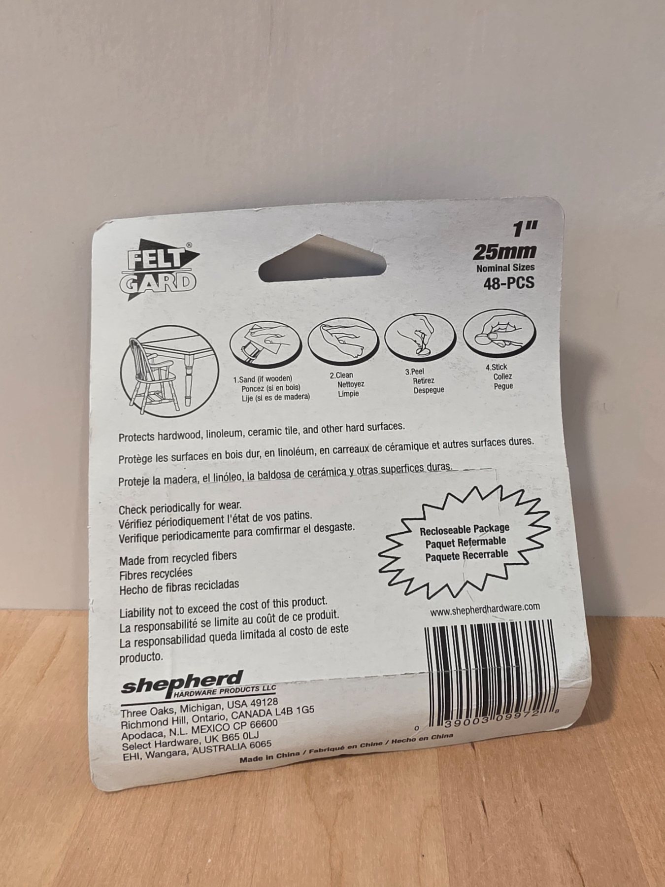 Felt Gard 1" Heavy Duty Felt Pads 48 Pieces 25mm Protect Hard Surfaces - Image 2