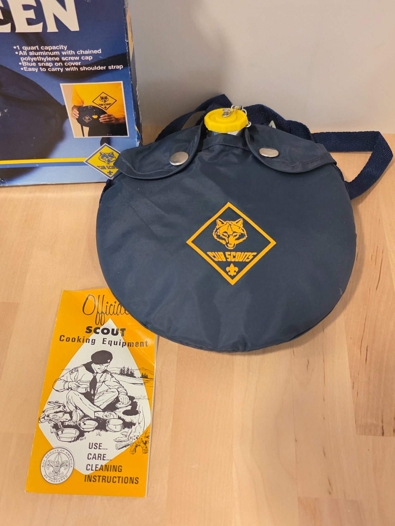 Vintage Official Cub Scout Canteen Blue Boy Scouts Camping Gear