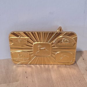 Vintage 1987 John Deere Historical Trademarks Gold Plated Belt Buckle
