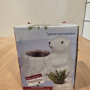 Pauline Polar Bear Ceramic Animal Planter Pot Winter Decor