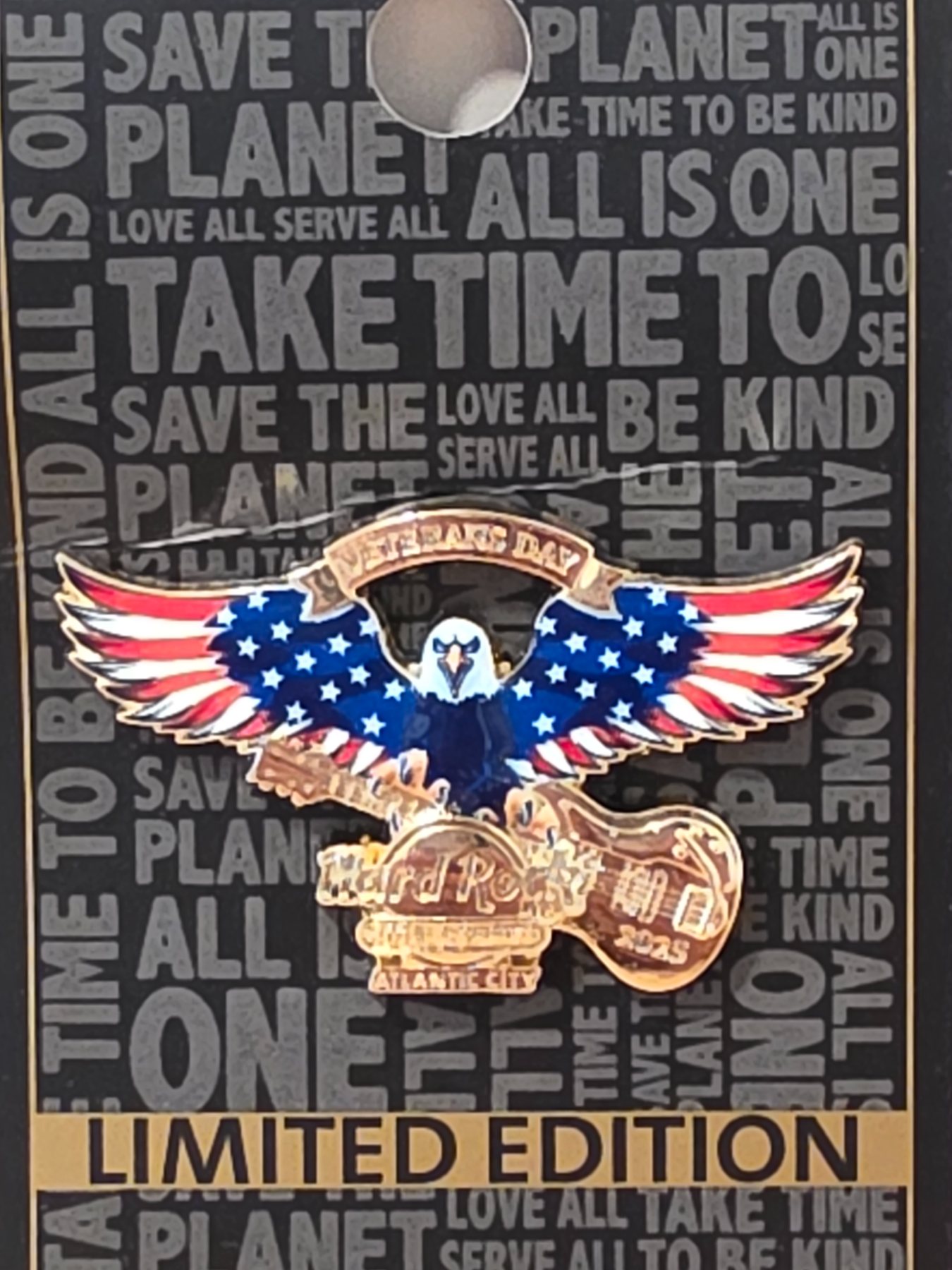 Hard Rock Atlantic City Veterans Day Eagle Guitar Limited Edition Pin - Image 2