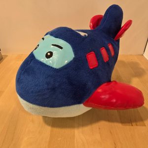 Dinky Plush Airplane Blue Red Stuffed Toy with Coin Slot