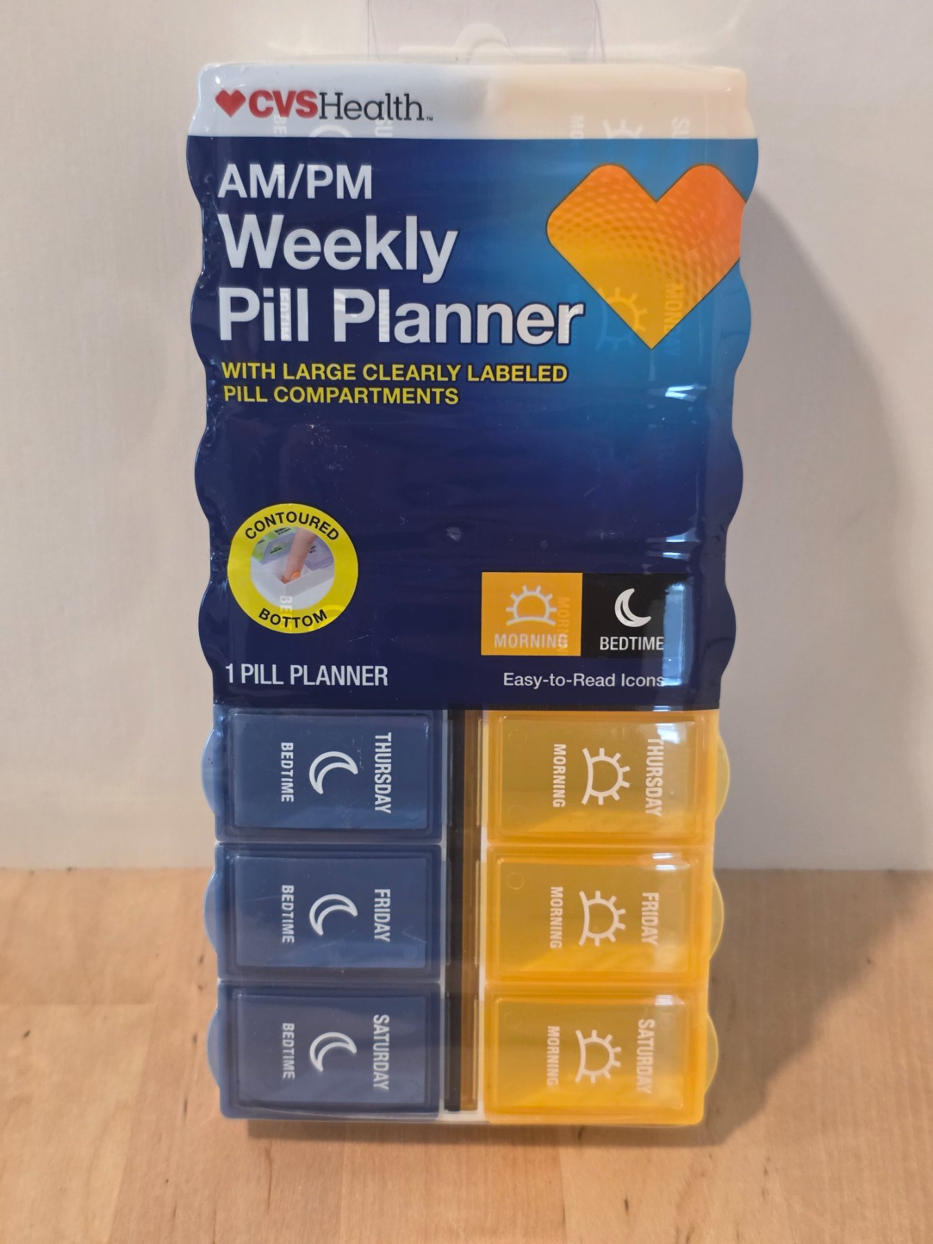 CVS Health AM/PM Weekly Pill Planner 14 Large Compartments