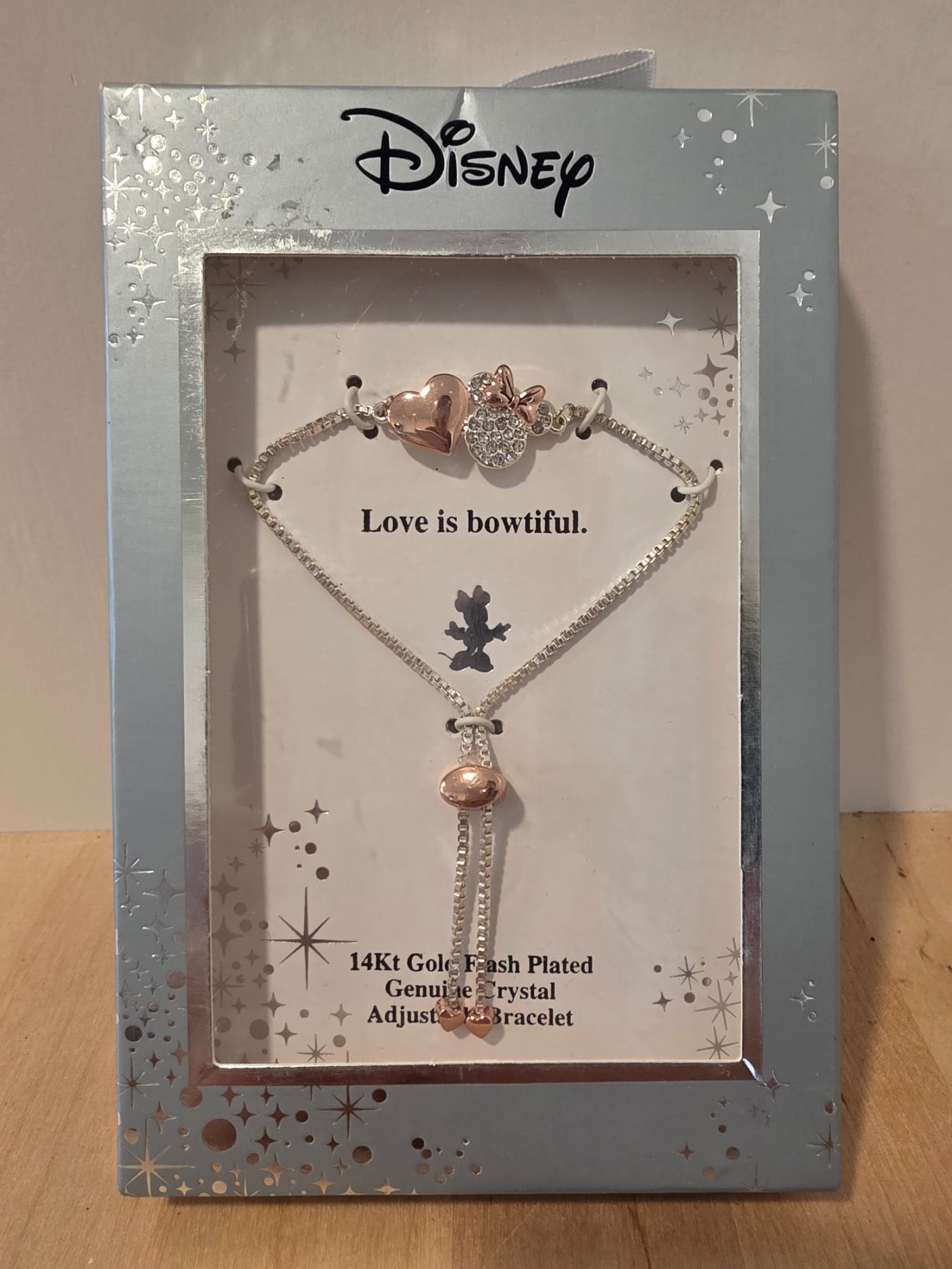 Disney Minnie Mouse Love Is Bowtiful Crystal Adjustable Bolo Bracelet