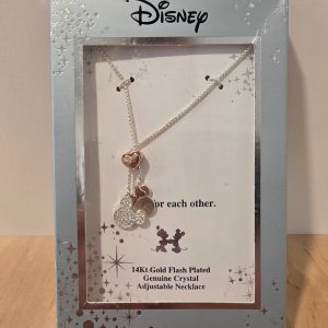 Disney Mickey & Minnie 14K Gold Flash Plated Crystal Adjustable Necklace