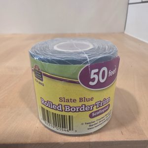 Teacher Created Resources TCR8943 Slate Blue Scalloped Rolled Border Trim 50 Ft