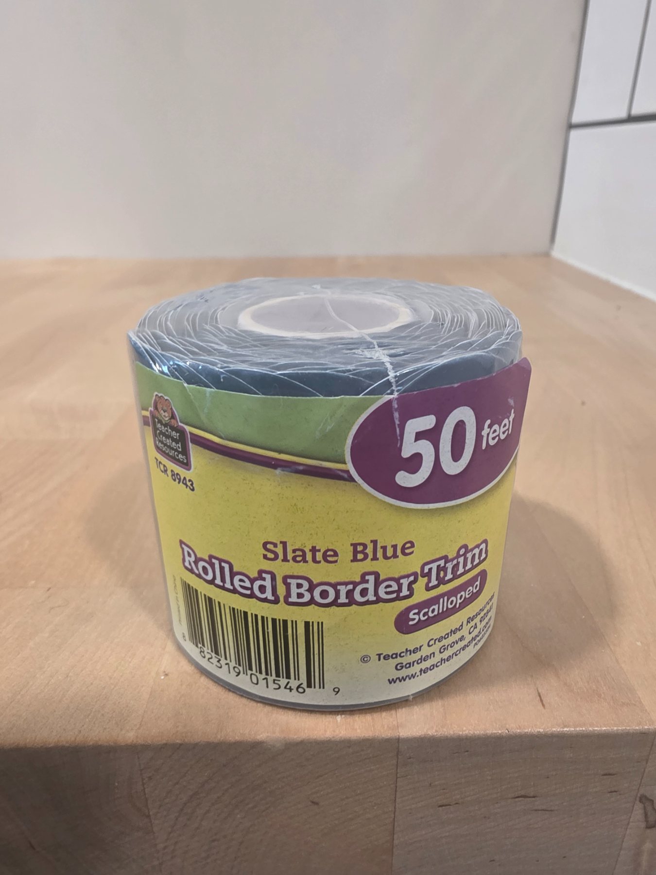 Teacher Created Resources TCR8943 Slate Blue Scalloped Rolled Border Trim 50 Ft