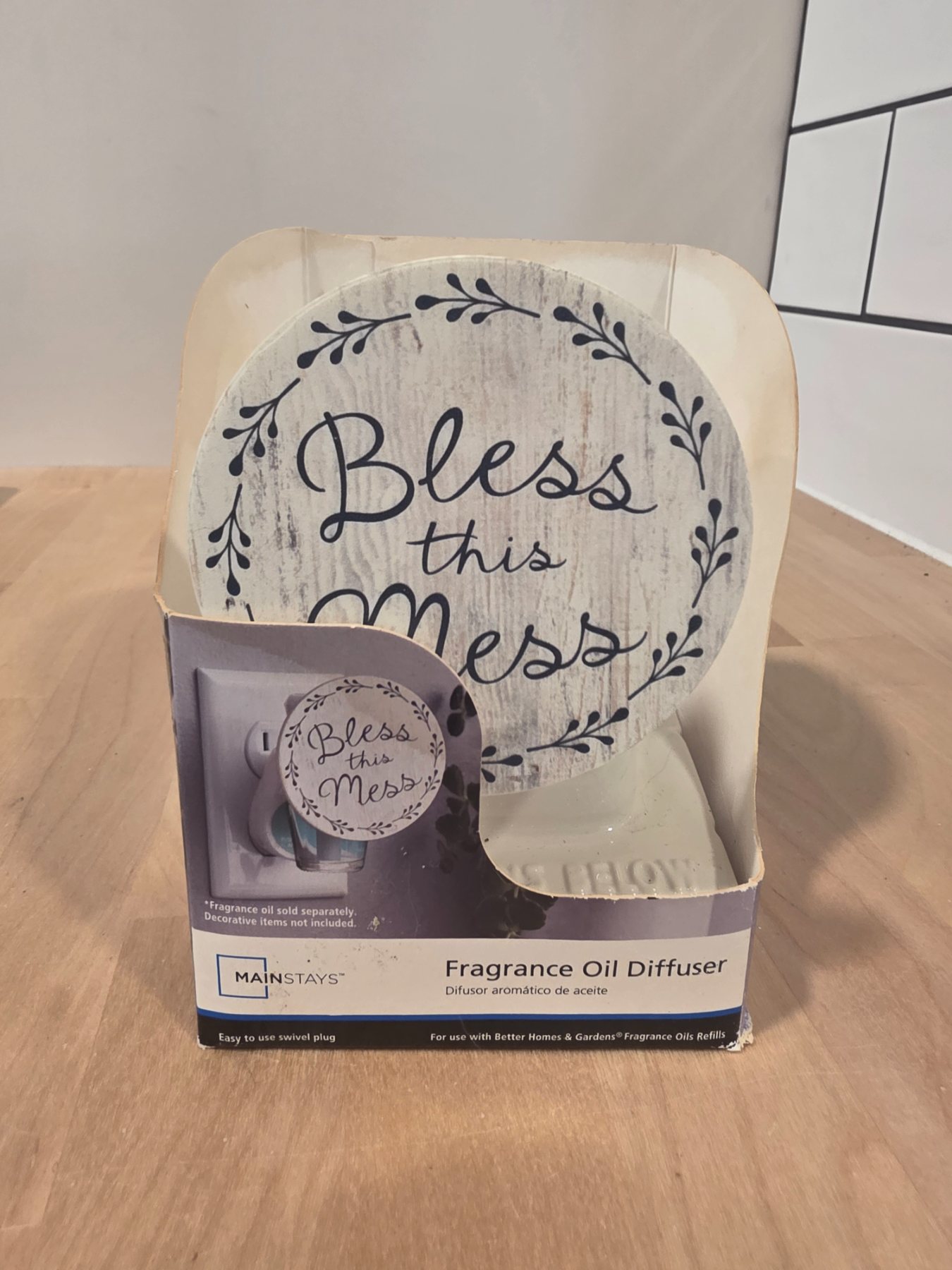 Mainstays Bless This Mess Plug-In Fragrance Oil Diffuser Swivel Plug