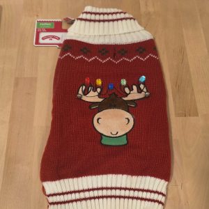 Holiday Time Dog Christmas Reindeer Knit Sweater Medium Red White