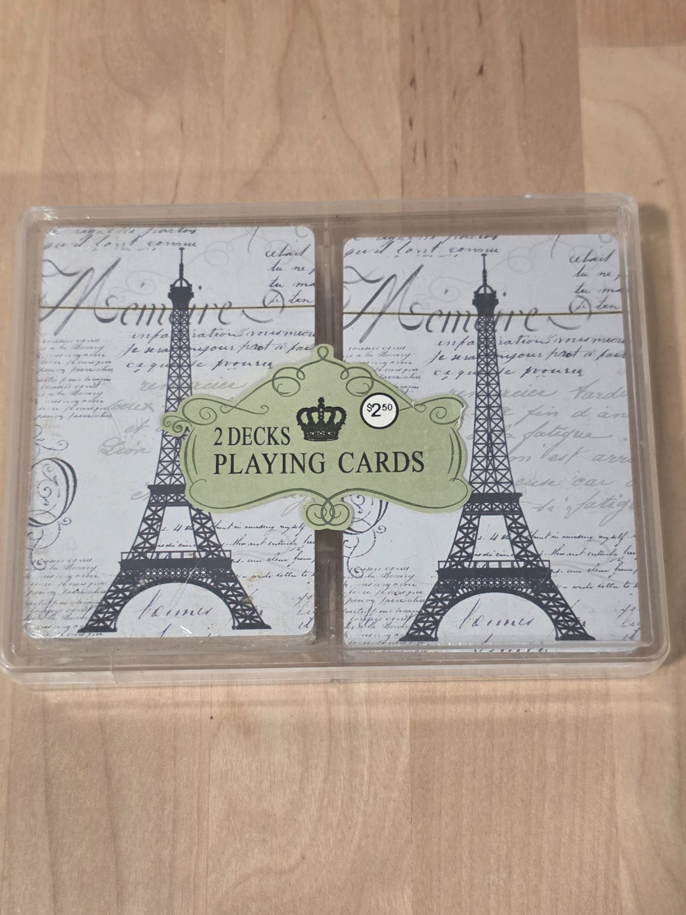 Paris Eiffel Tower 2 Deck Playing Cards Set in Clear Storage Case