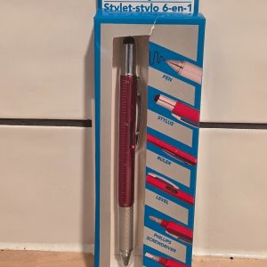 Greenbrier 6-in-1 Stylus Pen Red Black Ink Ruler Level Screwdrivers