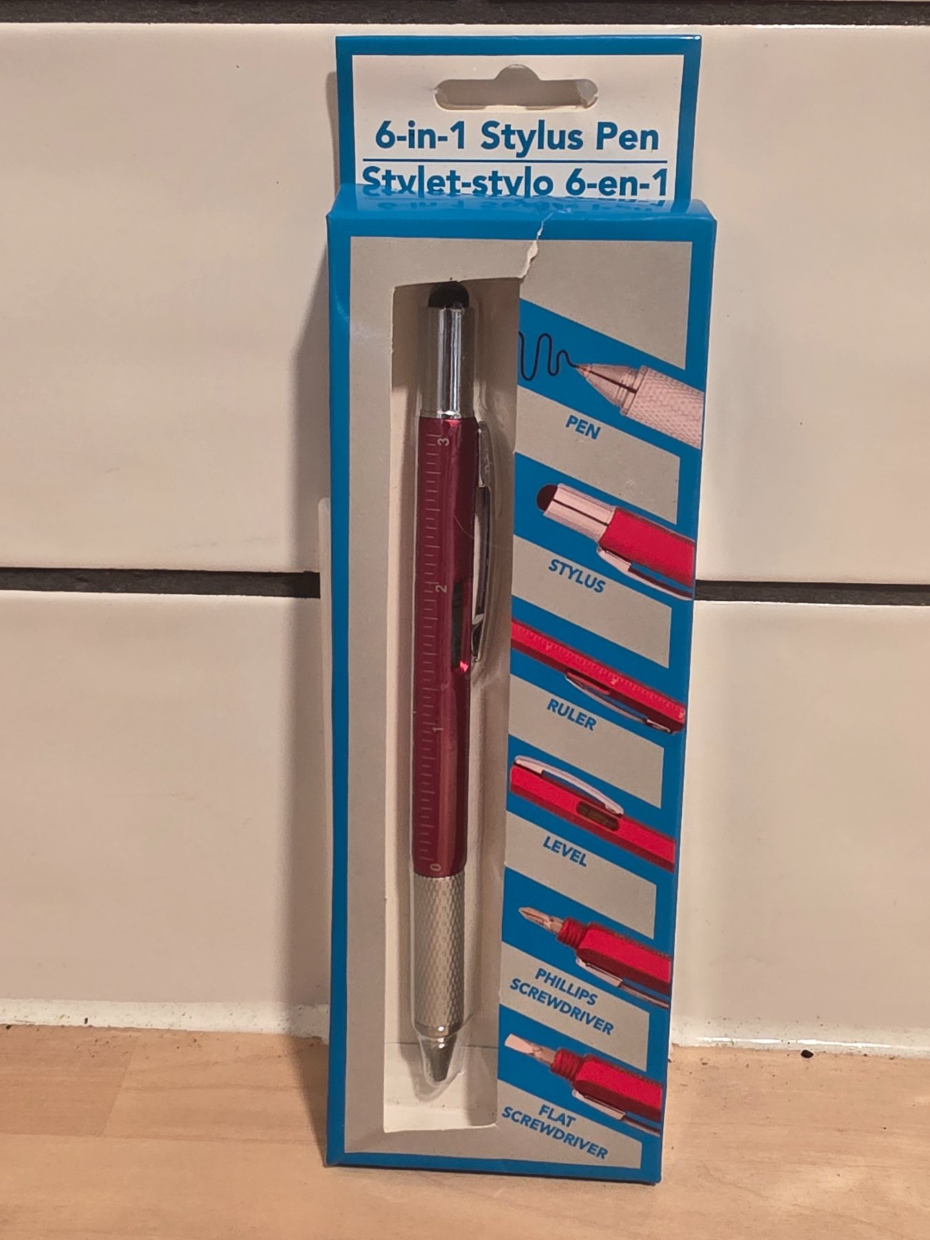 Greenbrier 6-in-1 Stylus Pen Red Black Ink Ruler Level Screwdrivers