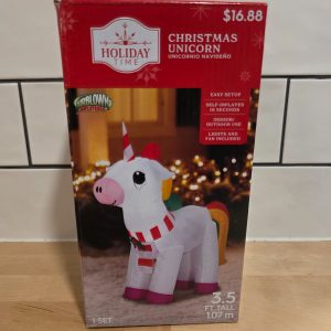 Holiday Time Airblown Christmas Unicorn Inflatable 3.5 Ft Lighted