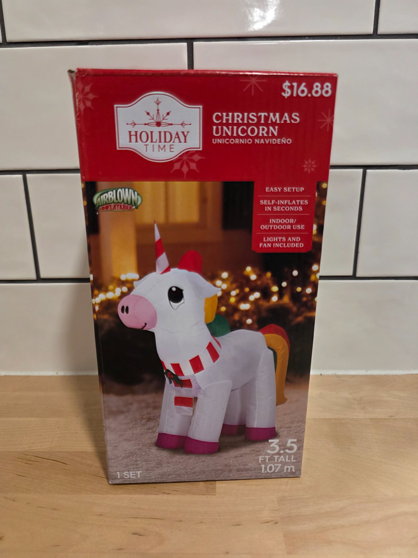 Holiday Time Airblown Christmas Unicorn Inflatable 3.5 Ft Lighted