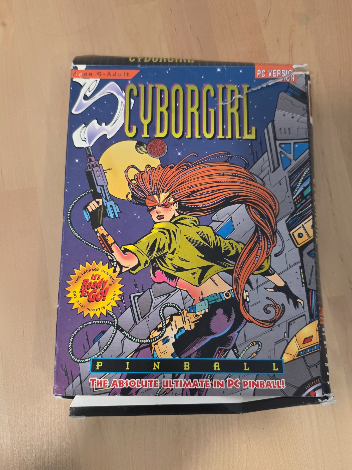 Vintage 1994 Cyborgirl Epic Pinball PC Game 3.5" Disk Box Manual