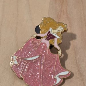 Disney 2008 Sleeping Beauty Princess Aurora Glitter Pink Dress Trading Pin