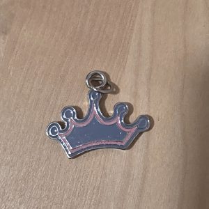Disney World Crown Charm Pendant Blue Pink Enamel Silver Tone