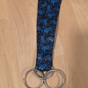 Disney Parks 2007 Mickey Mouse Blue Black Lanyard with 2 Key Rings