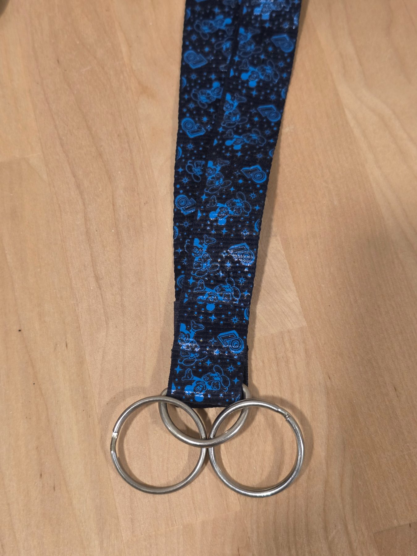 Disney Parks 2007 Mickey Mouse Blue Black Lanyard with 2 Key Rings