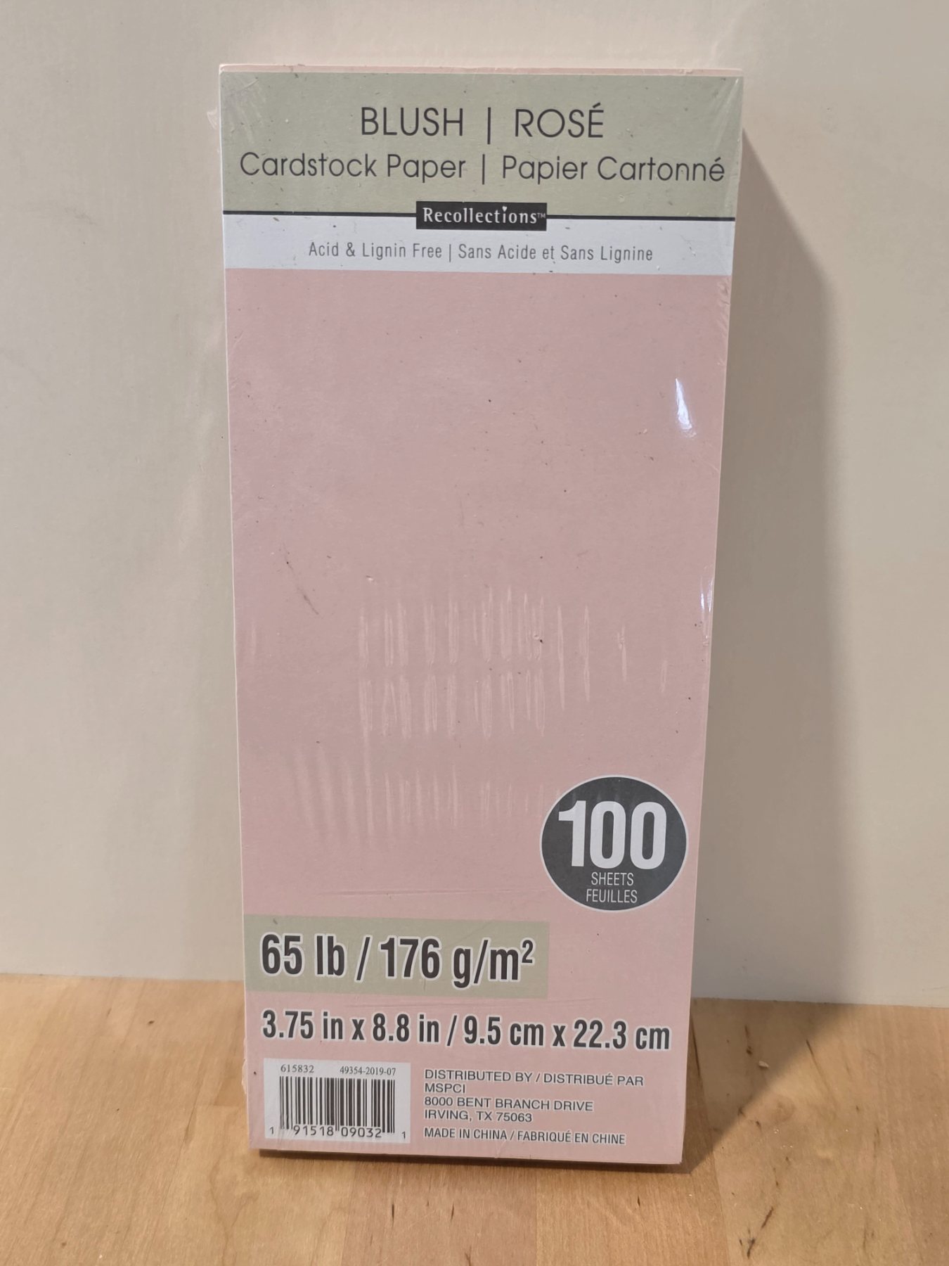 Recollections Blush Cardstock Paper 100 Sheets 3.75 x 8.8 in 65 lb