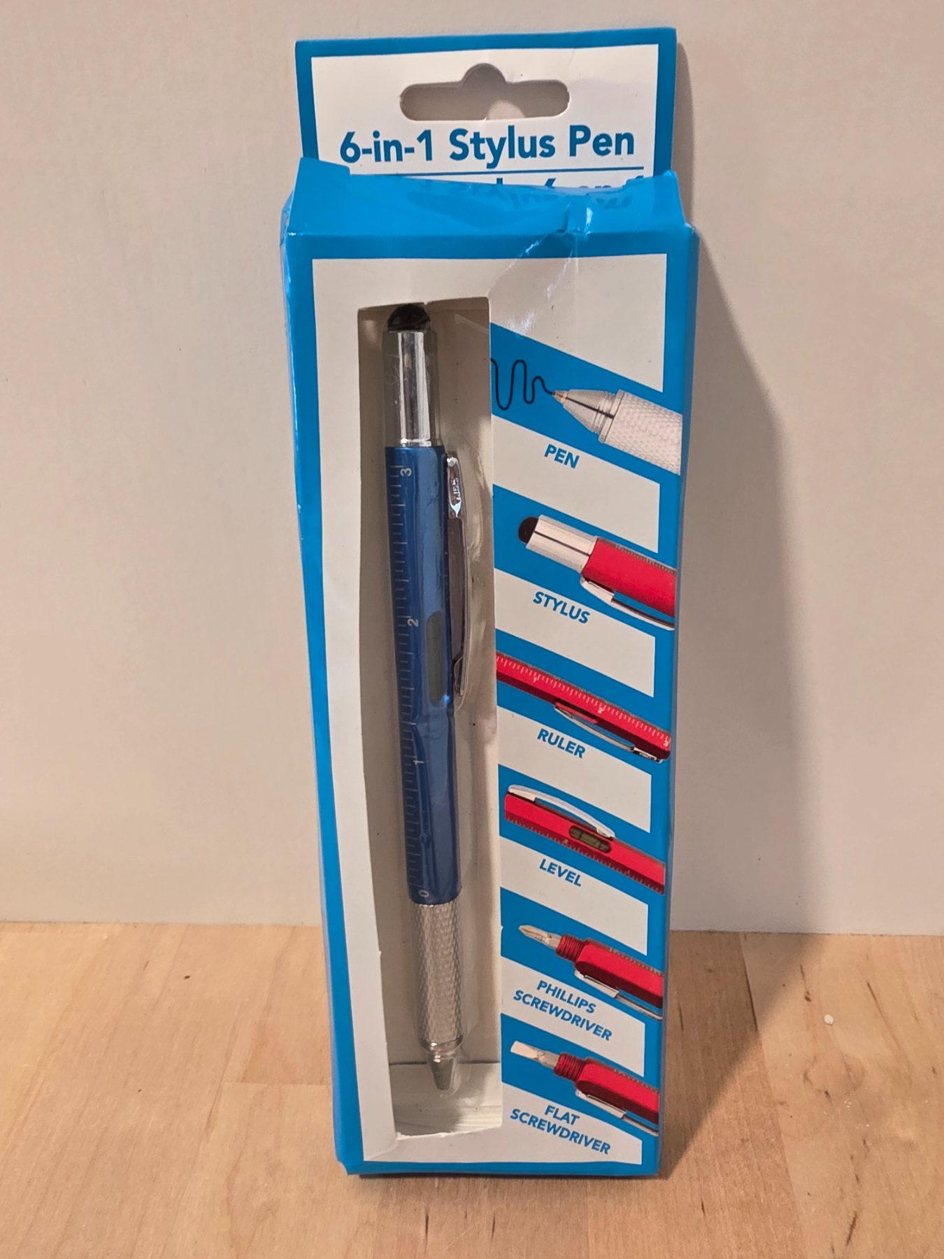 Greenbrier 6-in-1 Stylus Pen Blue Black Ink Ruler Level Screwdrivers