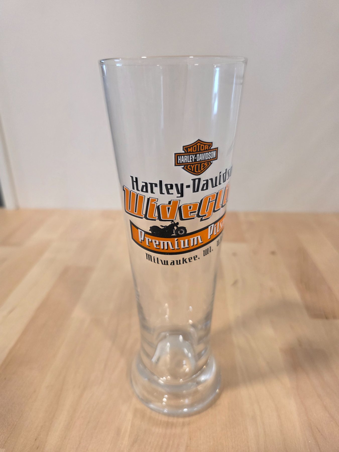 Harley-Davidson Wide Glide Premium Pilsner Beer Glass Milwaukee WI