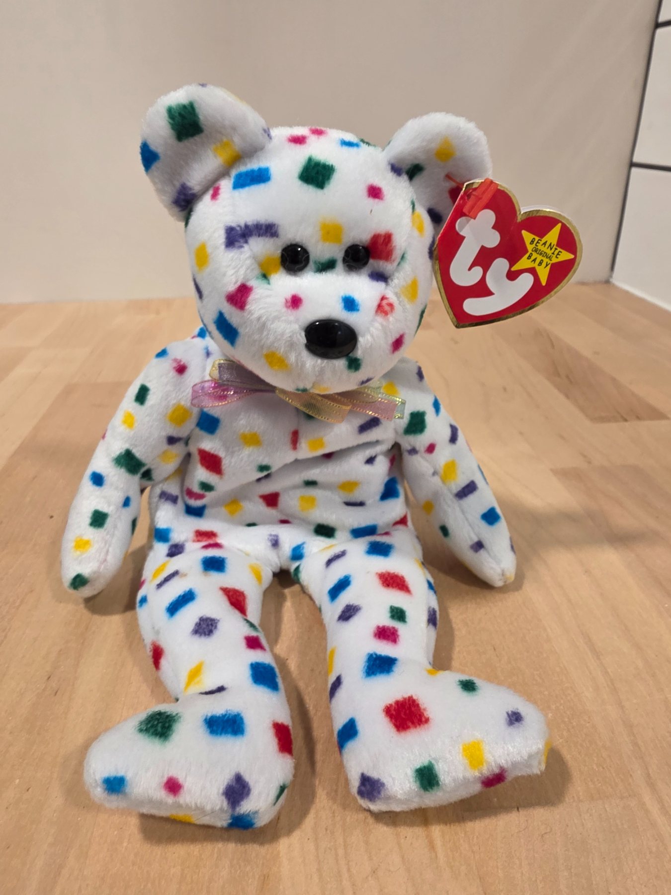 Ty Beanie Babies Ty 2K Bear 2000 Y2K White Confetti Plush w/ Tags