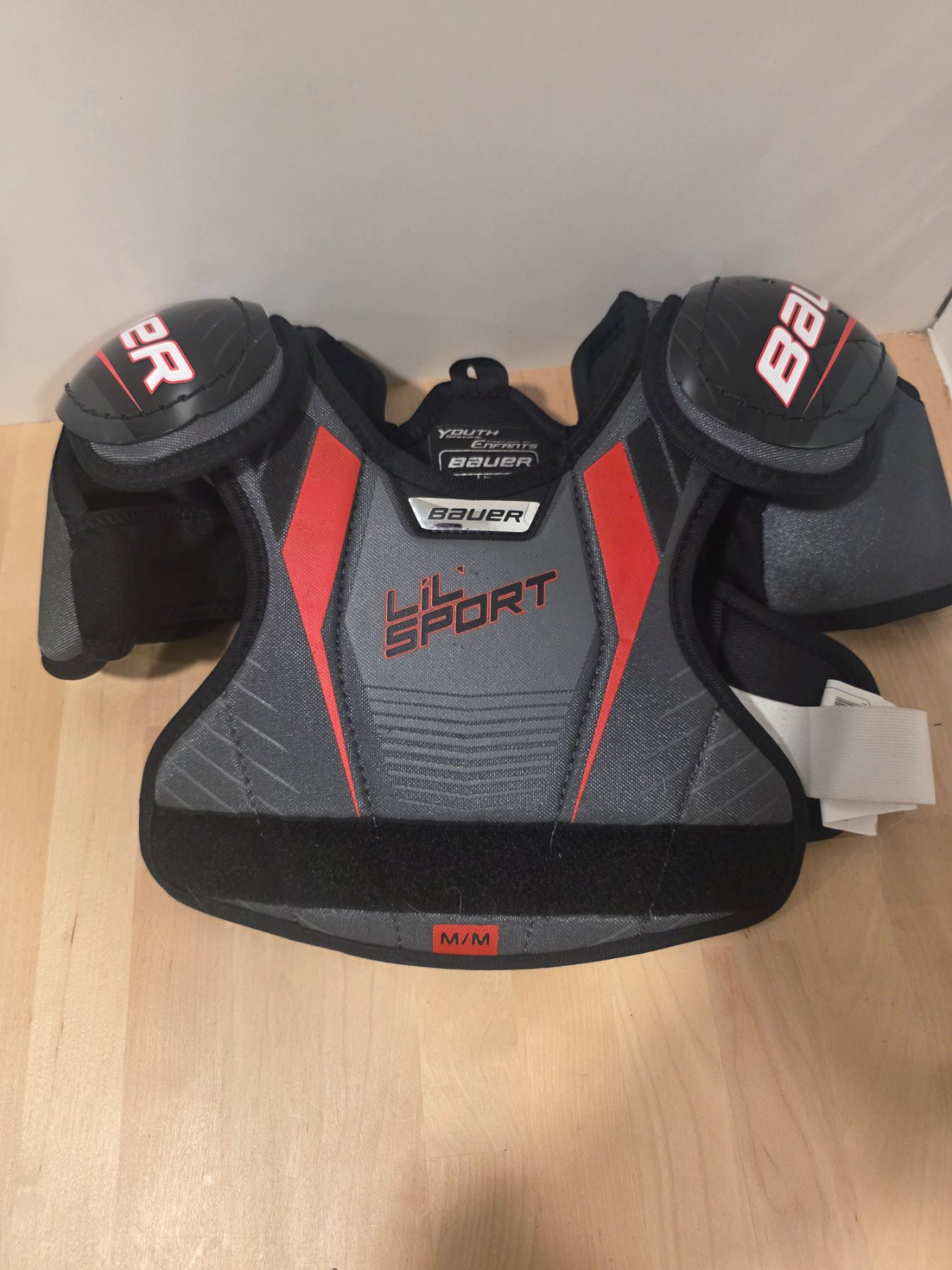 Bauer Lil Sport Youth M/M Ice Hockey Shoulder Pads Black Gray Red