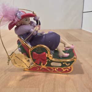 Danbury Mint 2007 Ruby Red Hat Society Lady in Sleigh Christmas Ornament